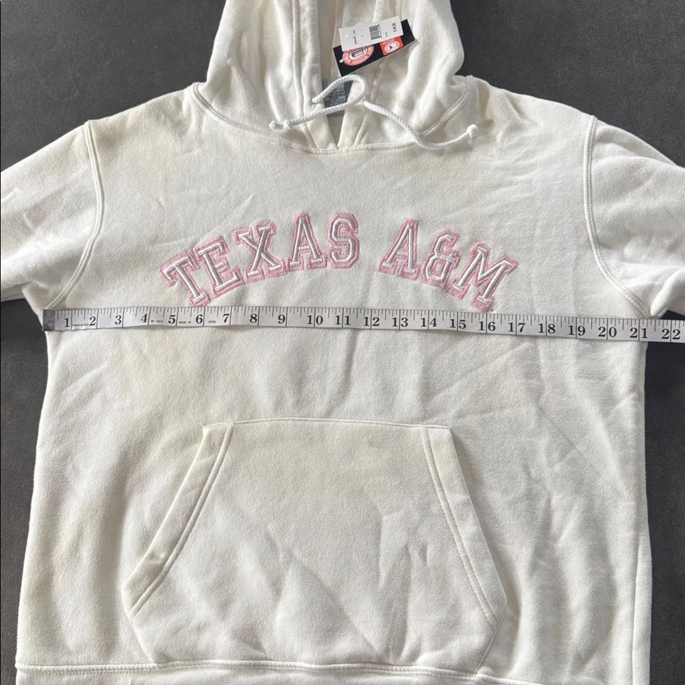Women’s White Cream Pink Embroidered TEXAS A&M Hoodie Size L NWT - Image 8