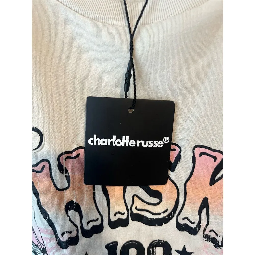 Charlotte Russe T-Shirt Women's M Beige Whiskey Graphic Tee Short Sleeve NEW - Image 7