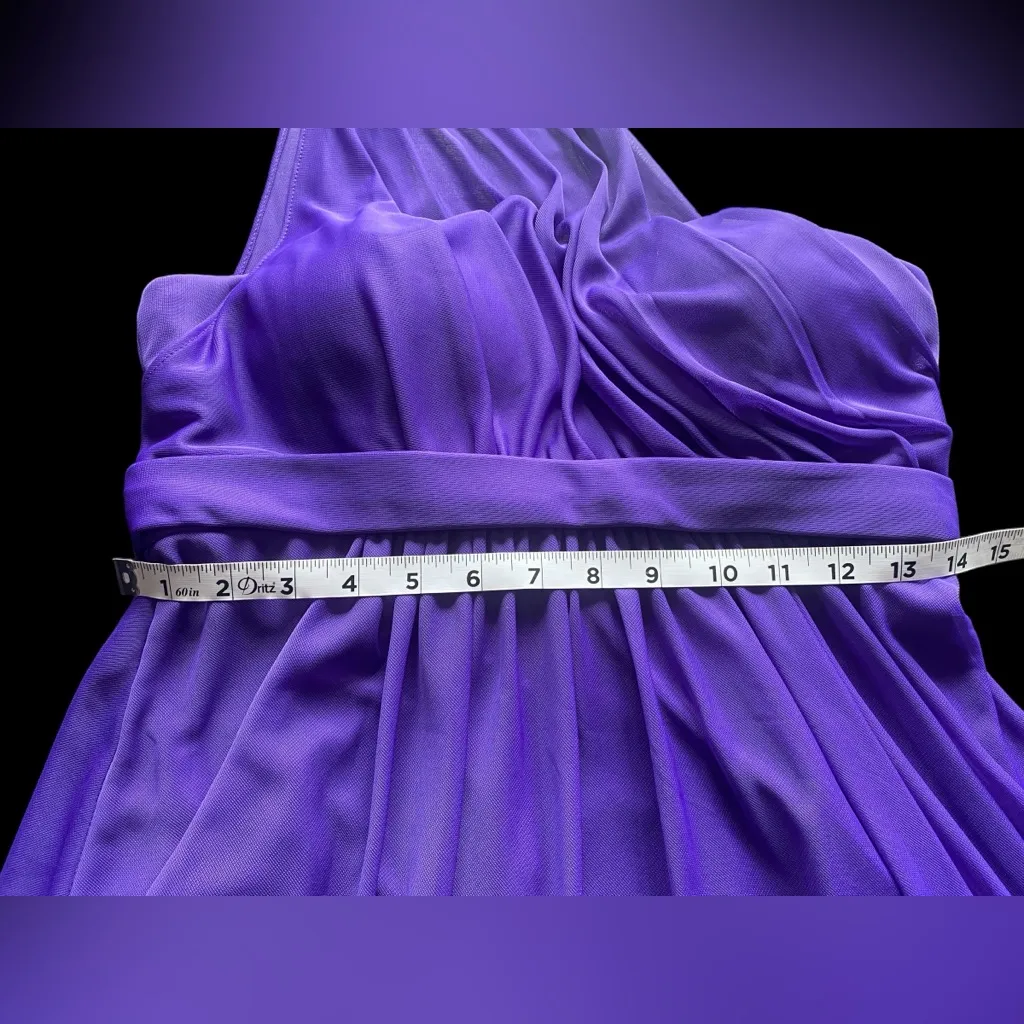 David’s Bridal Purple Chiffon Tulle Strapless One Shoulder Sash Dress‎ Size 8 - Image 5