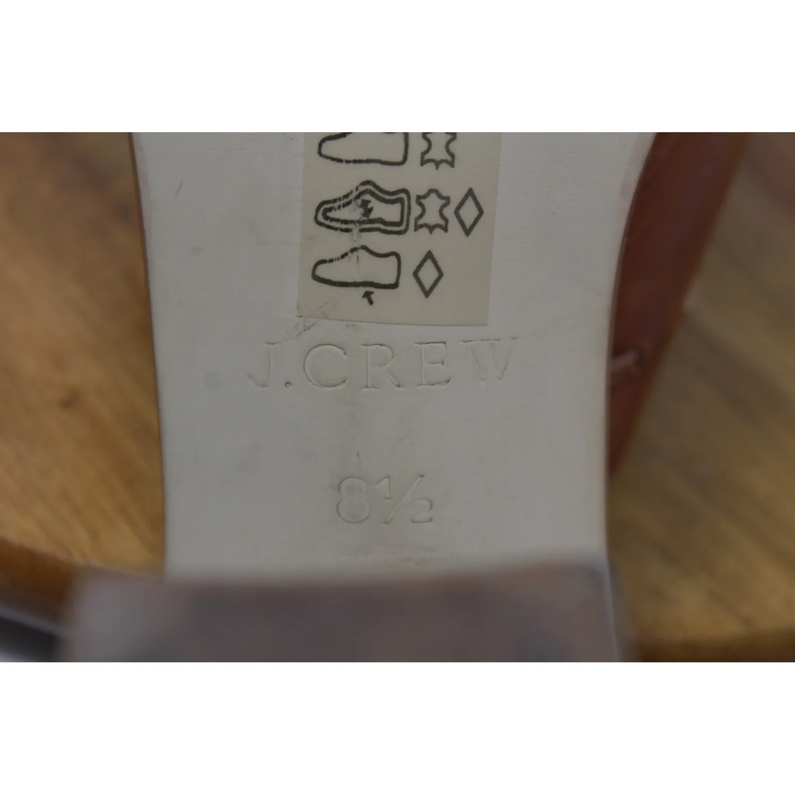 J. Crew Marlow Brown Leather Woven Heeled‎ Mules Slides Sandals Womens Shoes 8.5 - Image 2