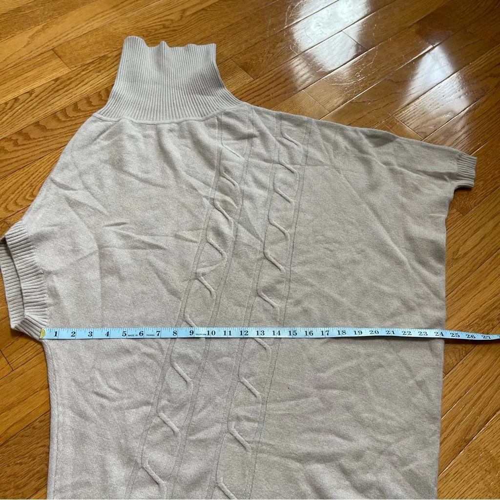 Vertigo Cowl Neck Cable Knit  Tunic Sweater Asymmetric Shape Dress Sz XL beige - Image 8