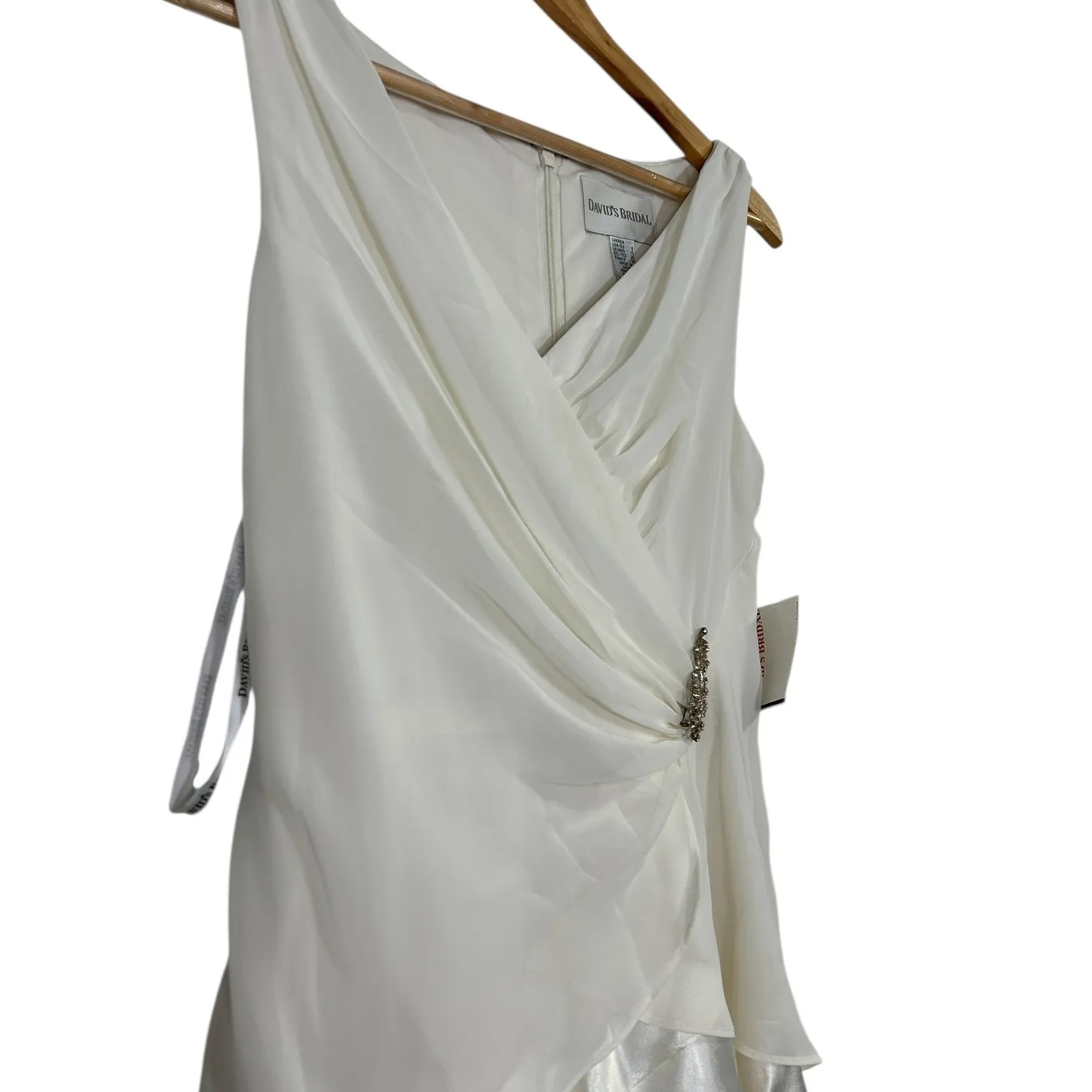 David’s Bridal Ivory Ruffle Gown Size 8 Chiffon Formal Wedding Guest‎ Dress - Image 5