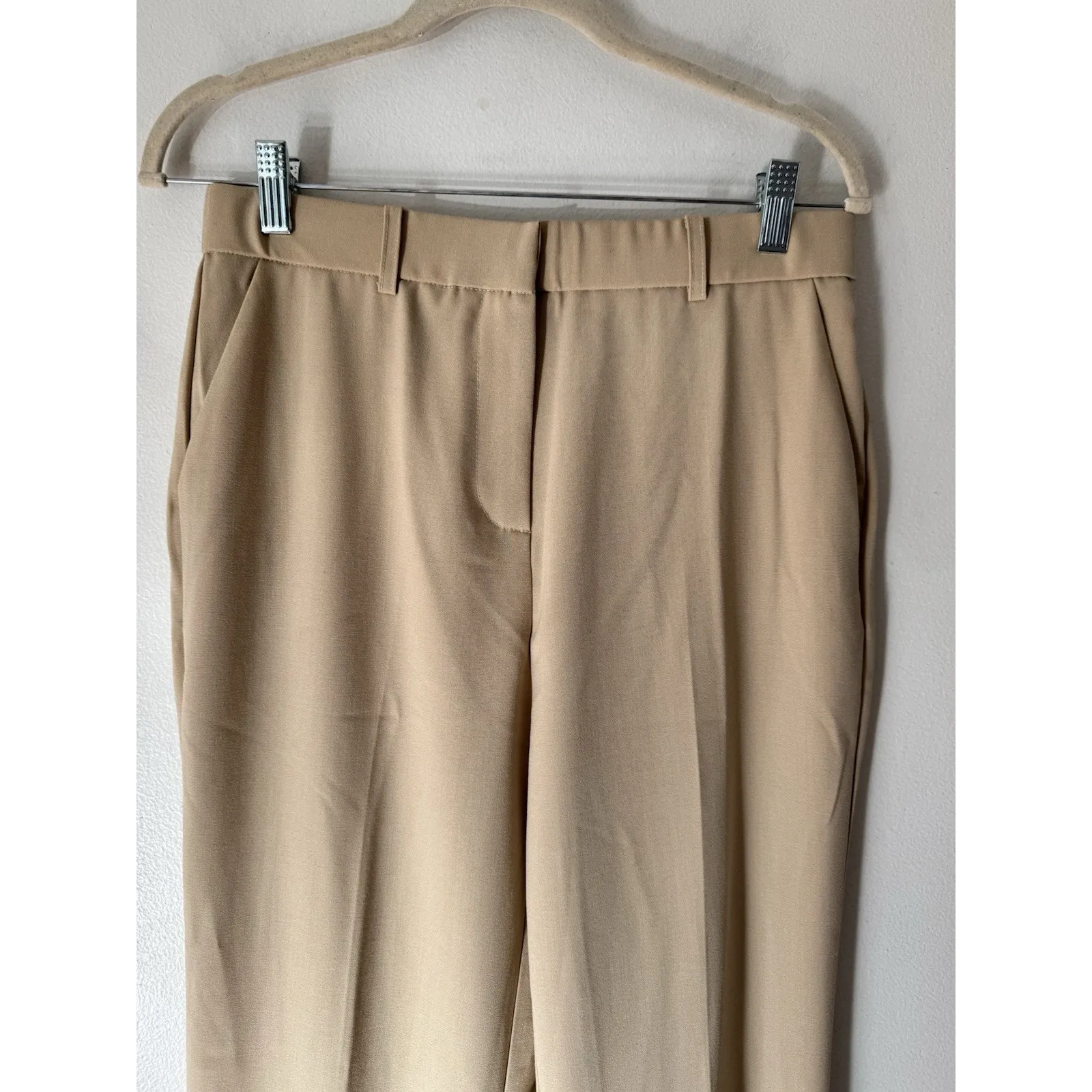 NWT OGL Mid Rise Straight Leg Creased Trousers Khaki Women’s Size Medium Petite - Image 3