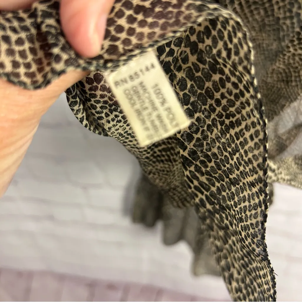 Unbranded animal print polyester sheer ladies scarf made in Italy mob wife vtg Brown - Image 6