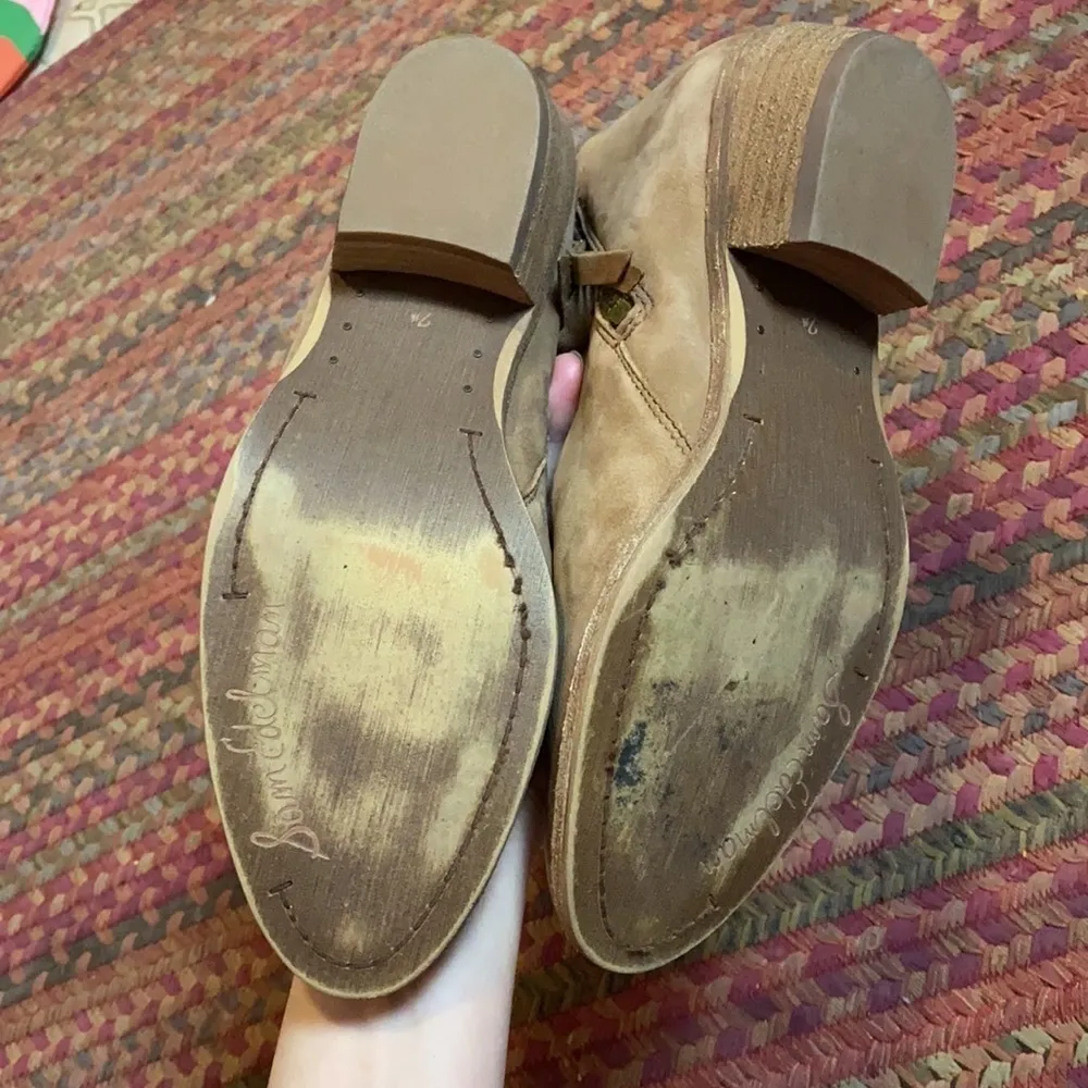 SAM EDELMAN BROWN LEATHER PACKER ZIPPER ANKLE BOOTS - Image 3