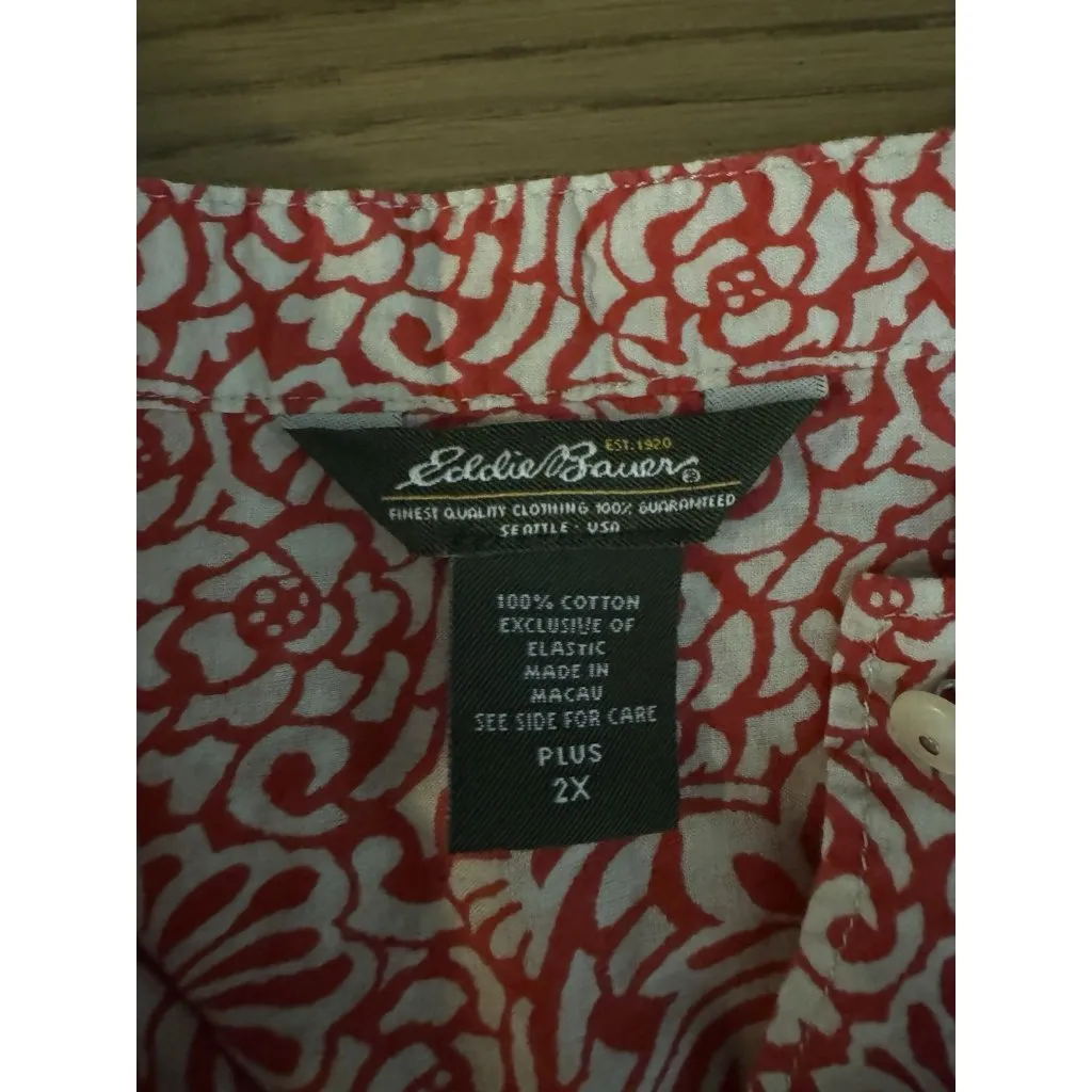 Eddie Bauer Floral‎ Long Sleeve Popover Tunic Shirt Women Size Plus 2X Buttons - Image 3