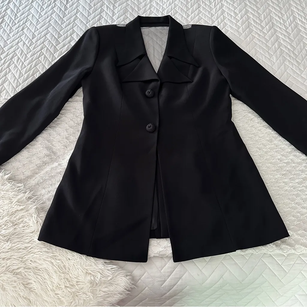 Anage Evenings Black Longline Blazer Jacket Formal Evening Coat Size 12 - Image 13