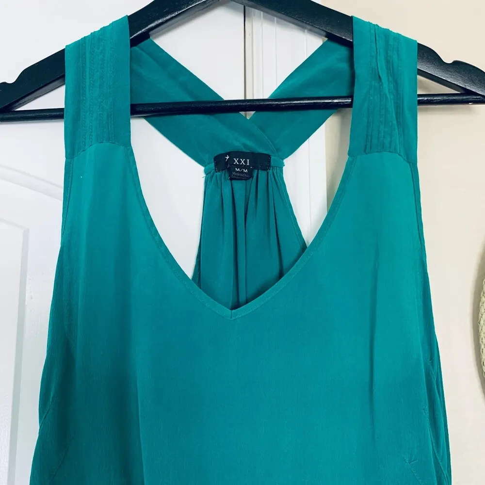 Forever 21 XXI Green Sleeveless Dressy Tank Top Tunic Blouse | Size: M - Image 3