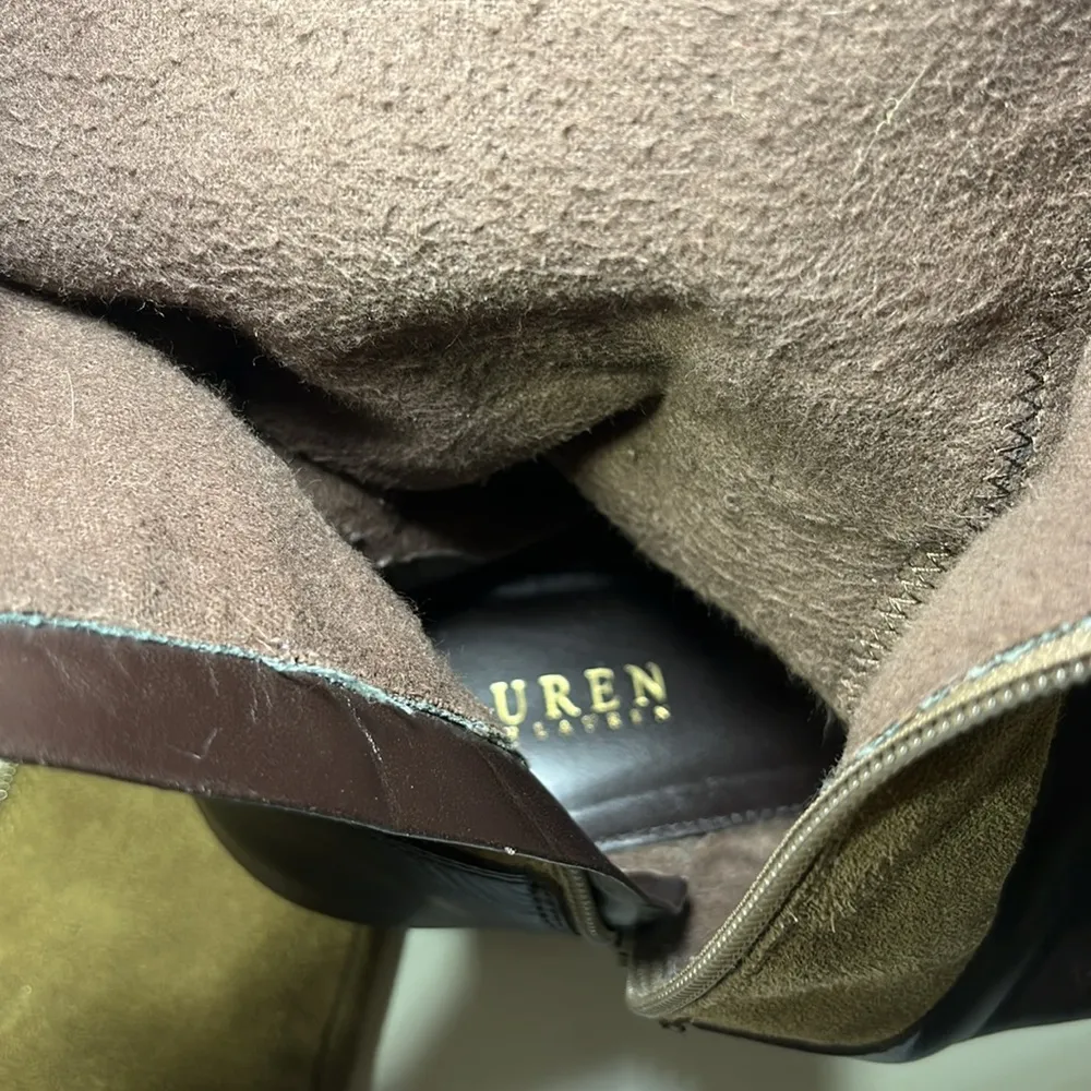 Lauren Ralph Lauren Sagira ll Full Zip Up Leather & Suede Boots Brown Size 8 - Image 13