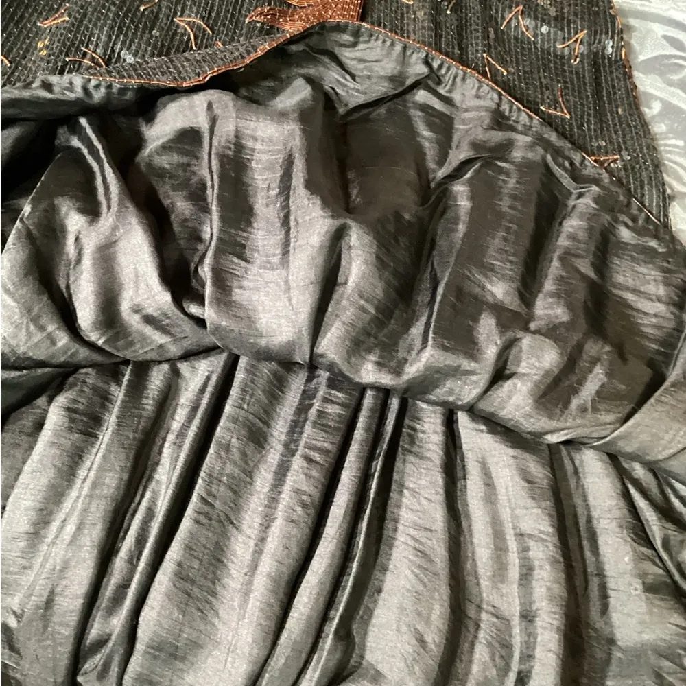 Black & Bronze Sequin Embellished Flutter Sleeve Midi Dress - Image 12