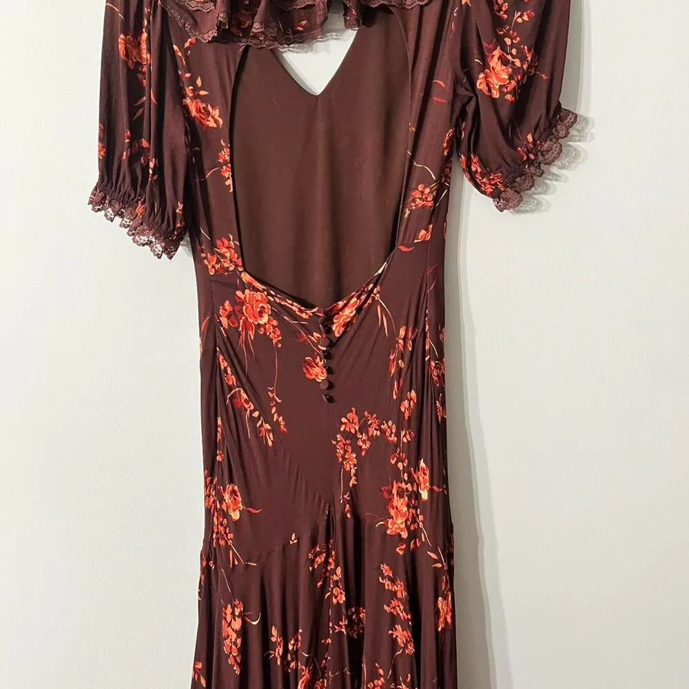 Reformation Evra Lace Trim Georgette Midi Dress - Image 5