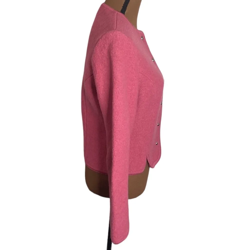 Alpen Lander vintage genuine boiled wool tipped blazer pink made in Austria XS - Image 3
