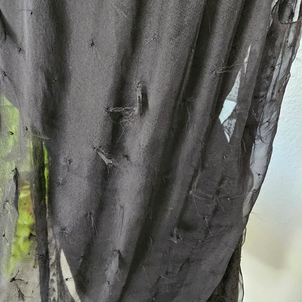 Alberta Ferreti Vintage Black Tissu Fabric Silk sheer feather cape effect sz 4 - Image 8