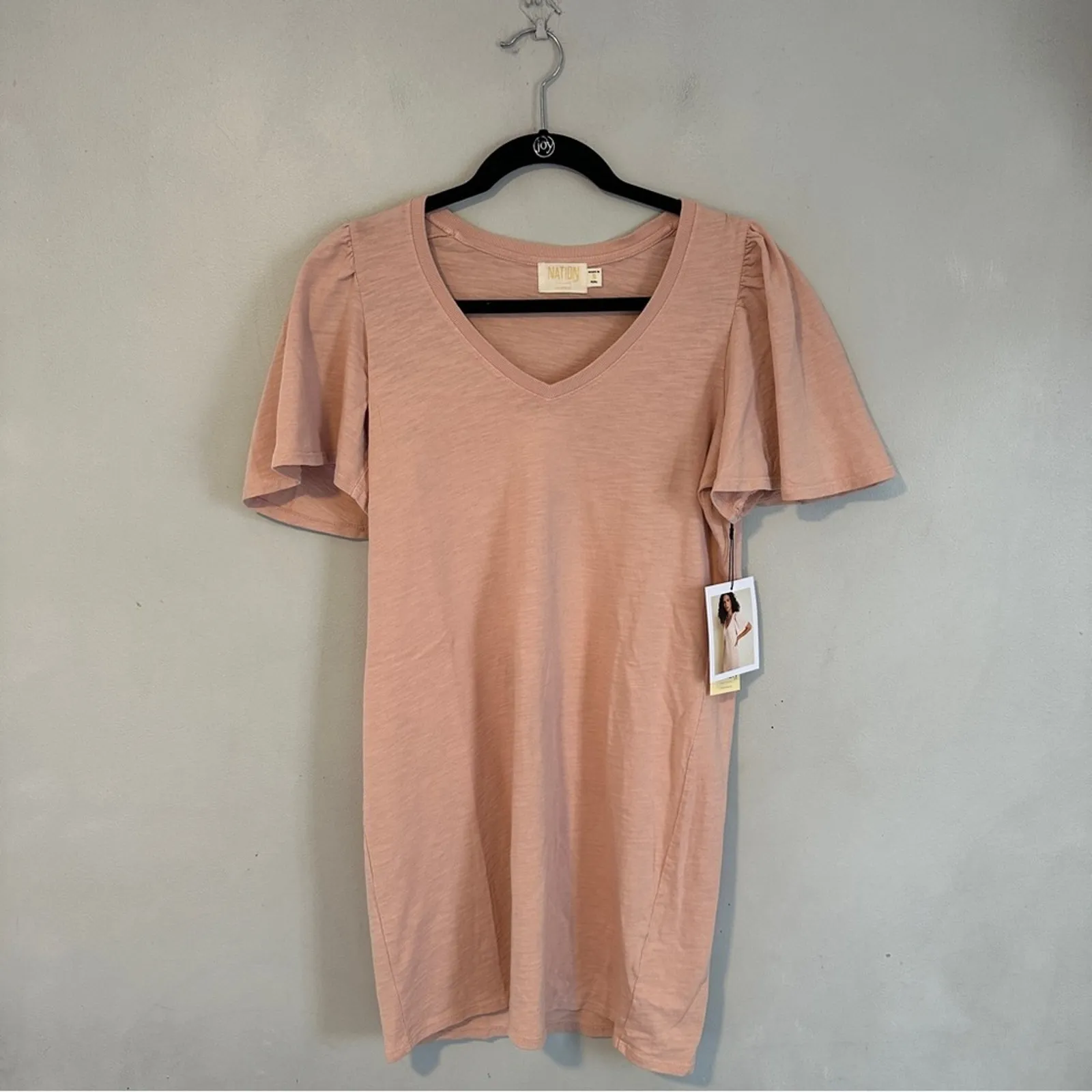 Nation LTD Mallory Flutter Sleeve T Shirt Dress Light Pink NEW - Image 3