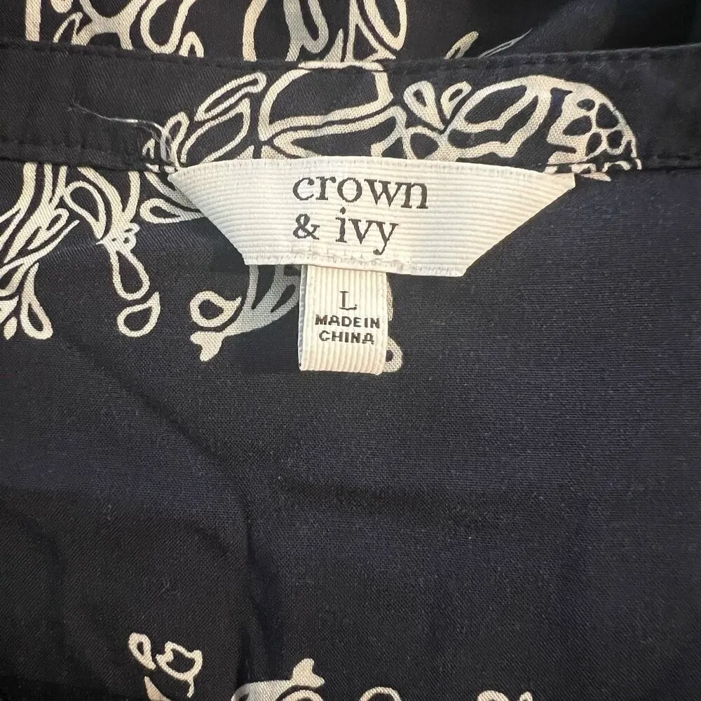 Crown & Ivy Women’s Tunic Large Peasant Elephant Oversized - Image 3