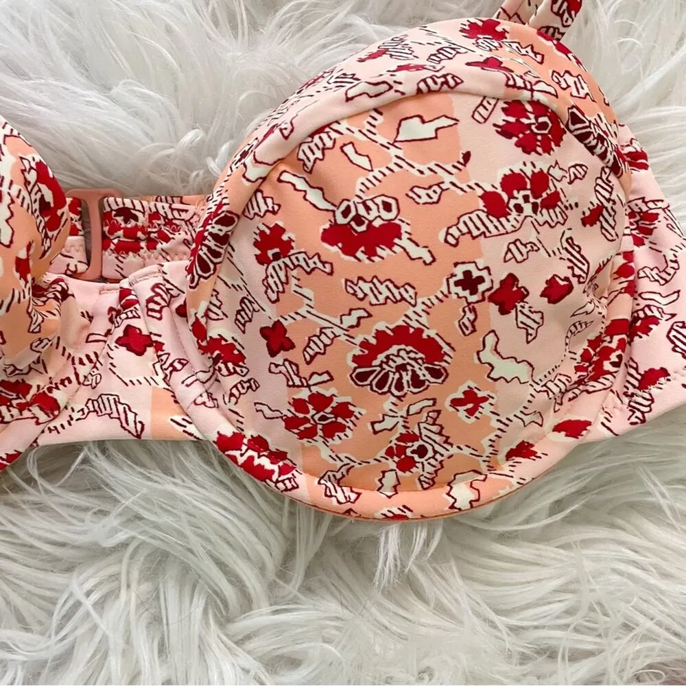 Rhode x Target Whimsical Floral Pink Underwire Bikini Swimsuit Swim women XL new - Image 4