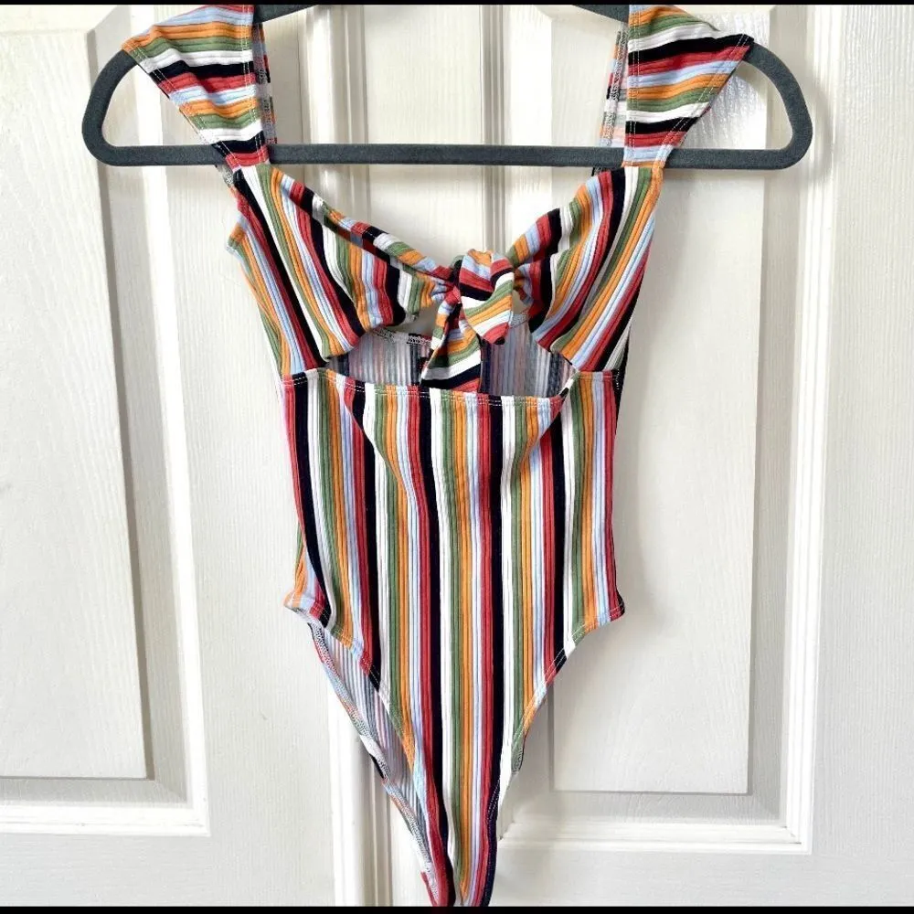 Out from Under Wanda tie front striped body suit - Image 4