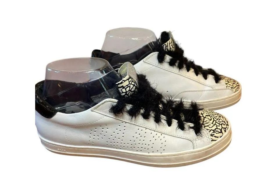 P448 John Cement Low Top Sneaker w/ Silver Glitter & Black Feather Laces Size 38 - Image 6