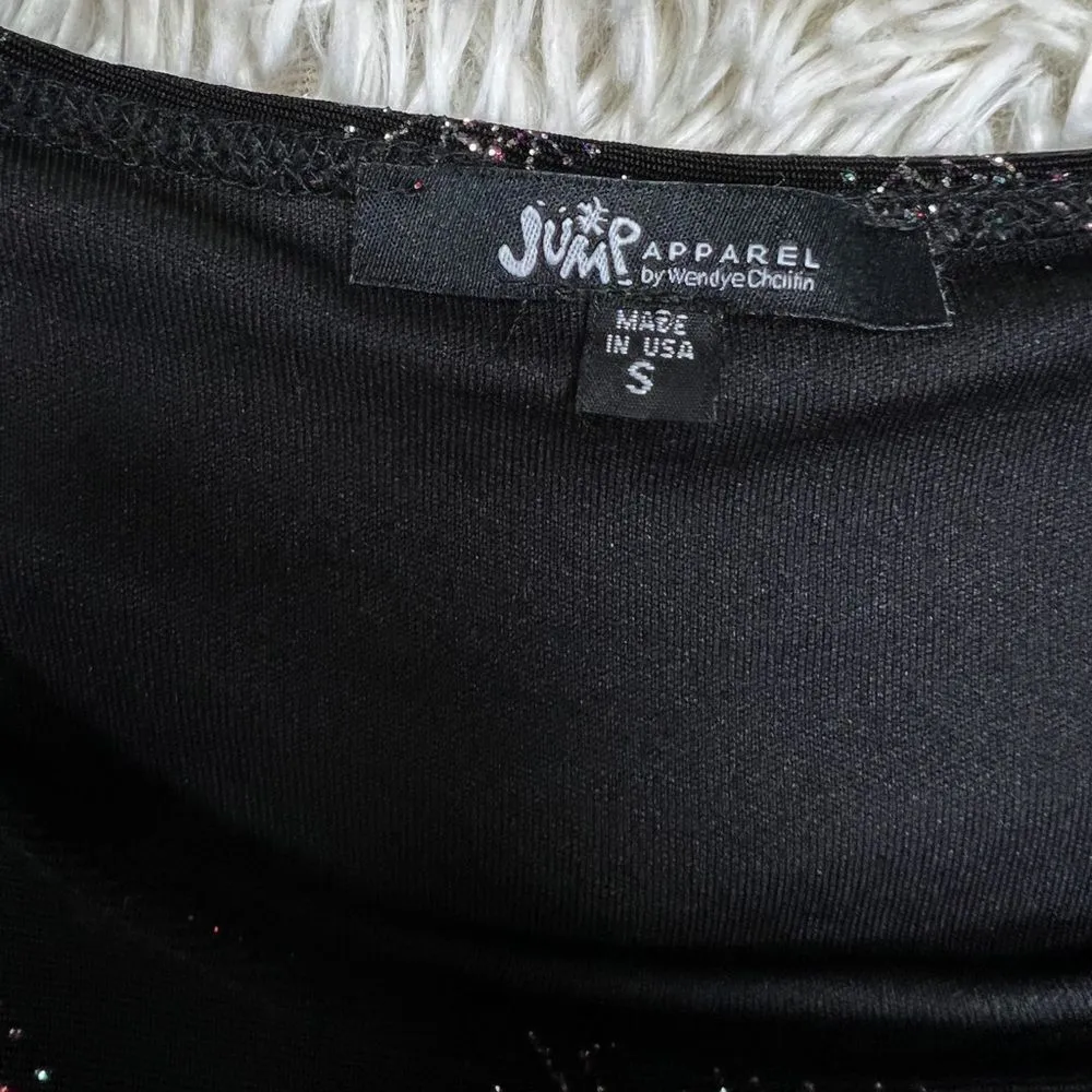 Jump Apparel Y2K Black Short Sleeve Rainbow‎ Glitter Stretch Bodycon Dress Small - Image 6