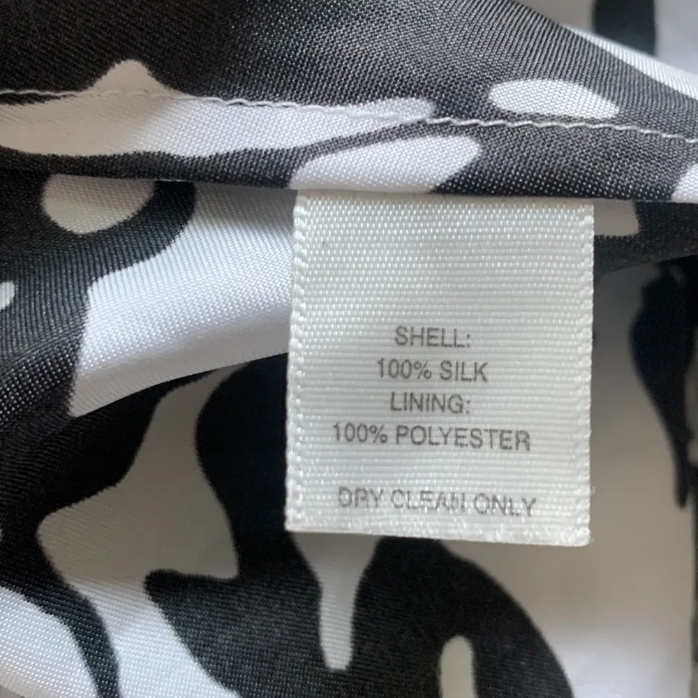 White House Black Market Strapless Silk Black White Dress Sz 2 - Image 15