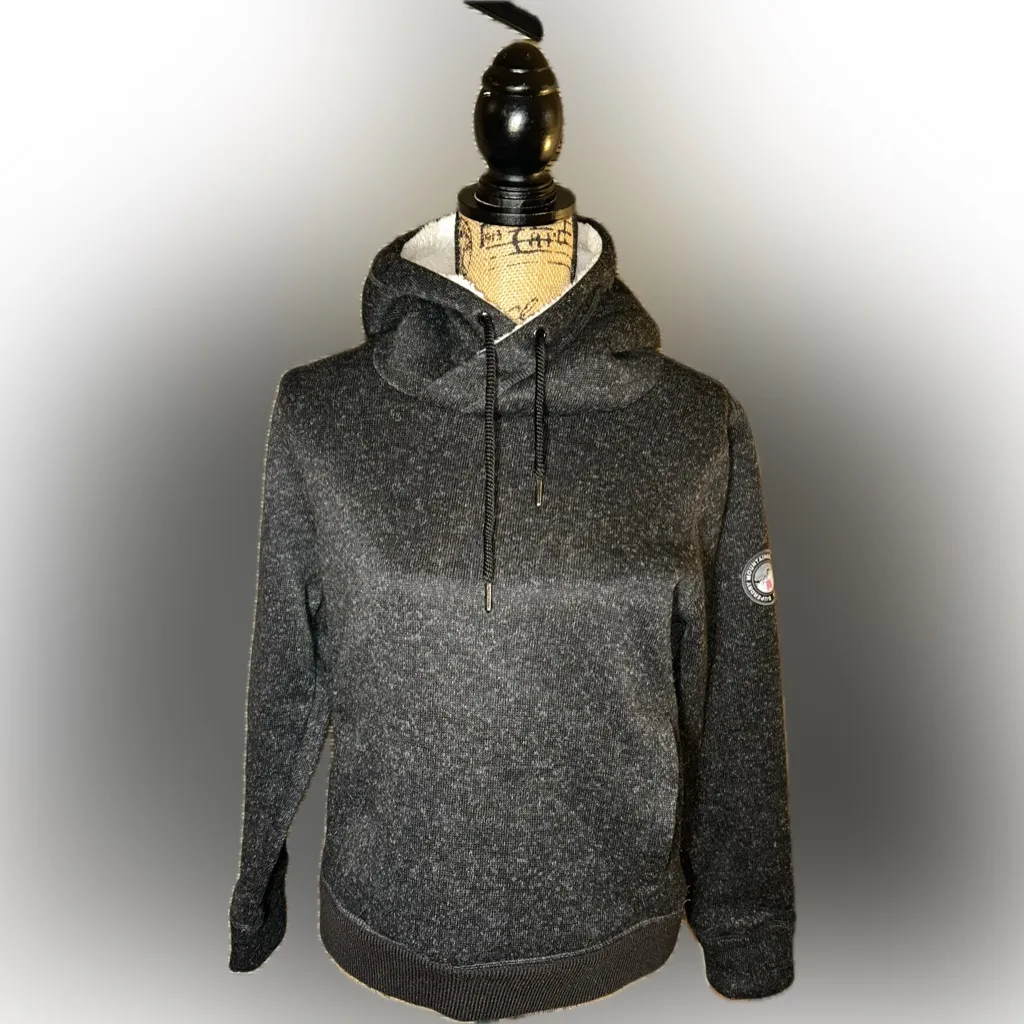 Superdry Storm Hood Marl Gritty Black Plush Fleece Gorpcore Snow Hoodie L - Image 3