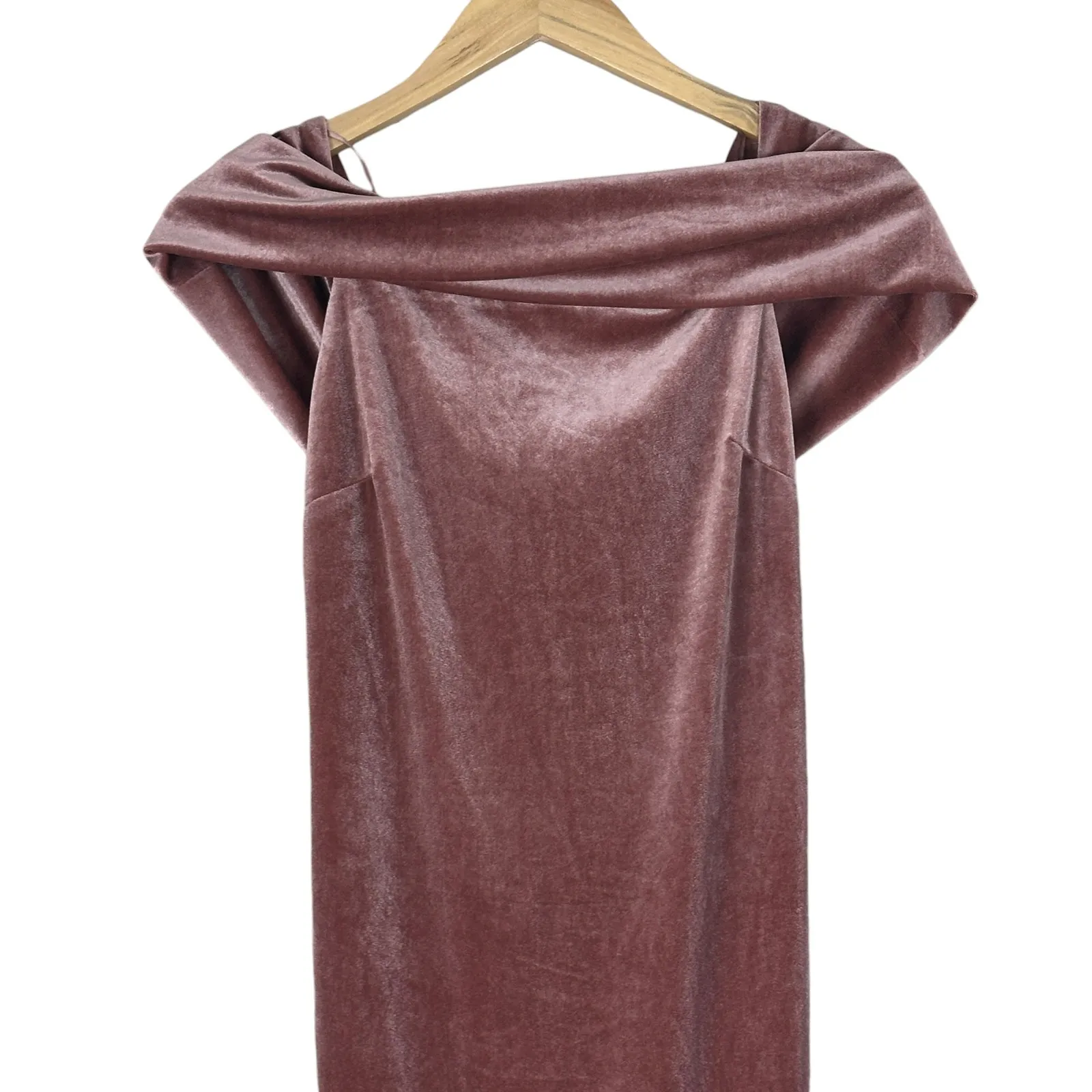 Gianni Bini Midi Dress Womens M Pink Velvet Off Shoulder Formal Event Cocktail - Image 3