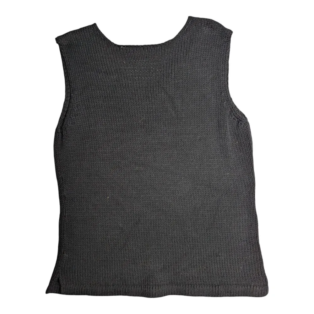 Vtg 1990s David Brooks Black Sleeveless V - Image 2