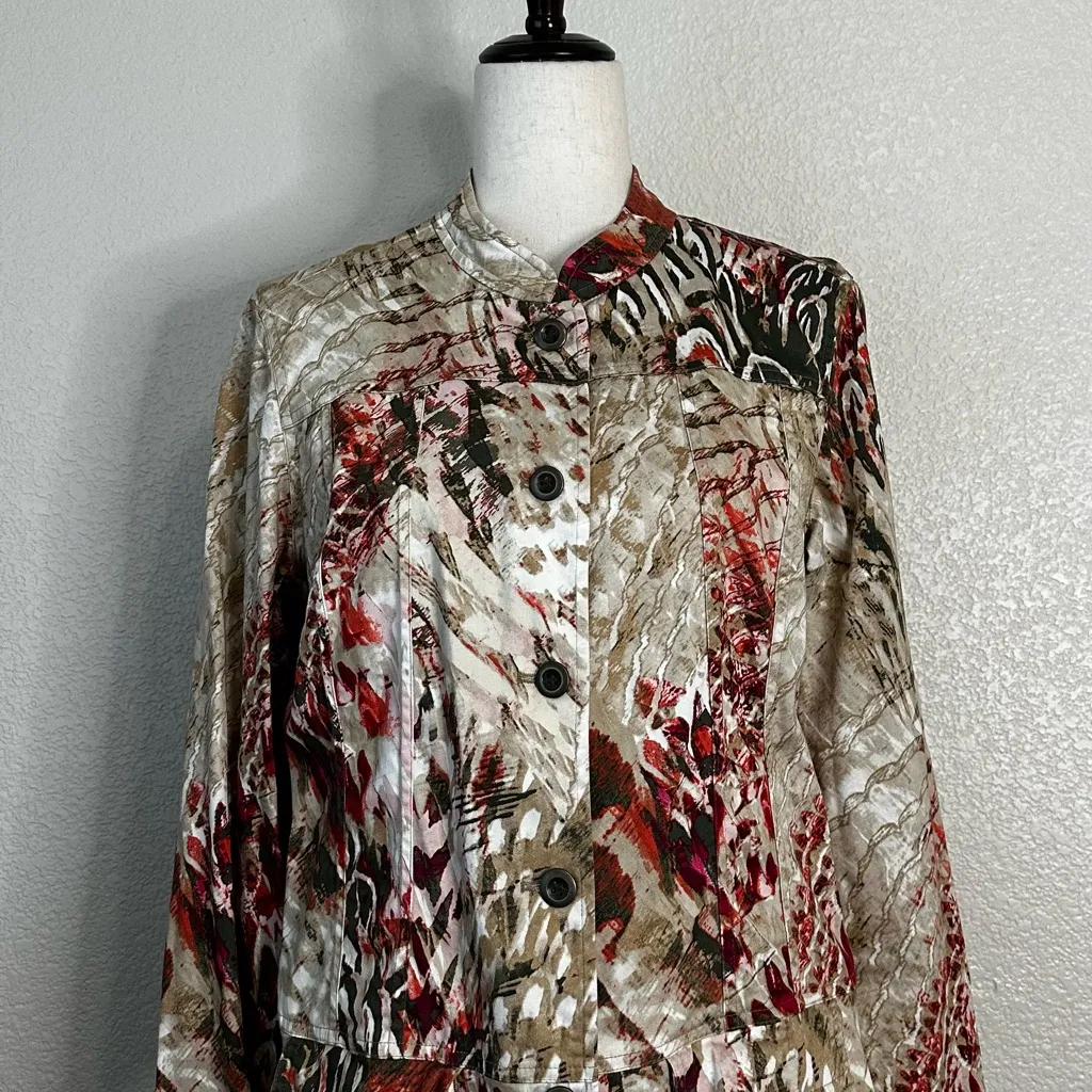 Additions by Chico's Abstract Button Down Blazer Shacket Jacket, Sz Medium - Image 3
