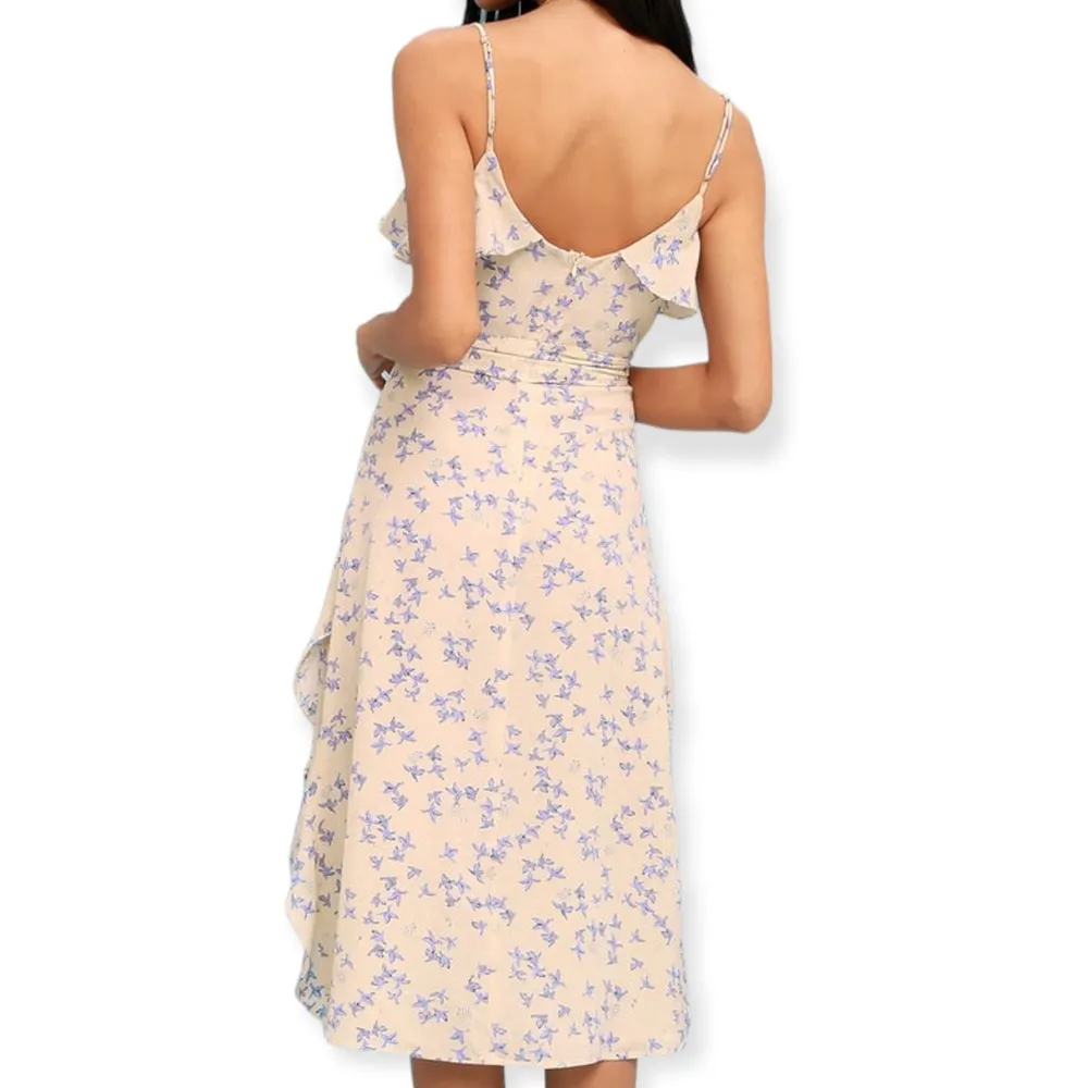 Lulus Le Quartier Nude Floral Print Ruffled Midi Dress - Image 3