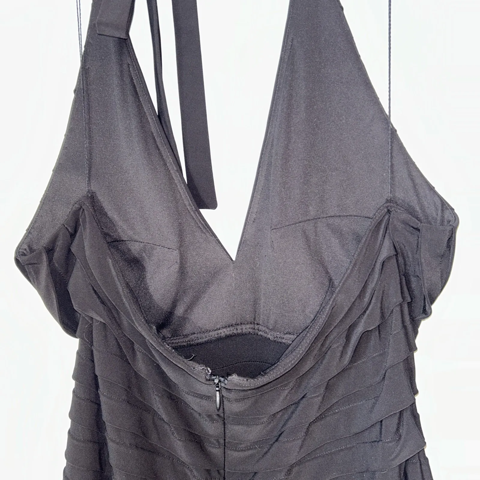 Adrianna Papell  Black‎ Ruffle Halter Knee-Length Dress Size 16 - Image 5