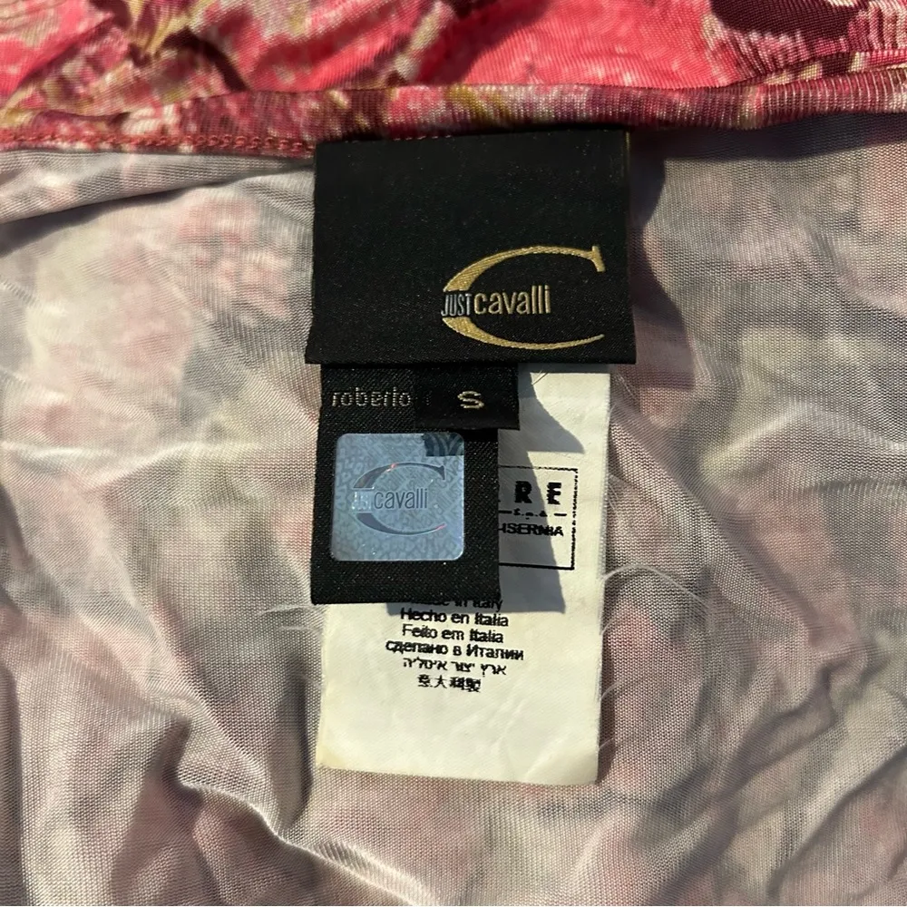 Just Cavalli Pink Godet Feather Pattern Long Sleeve Size Small Blouse. - Image 4