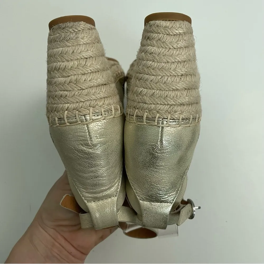 Gentle Souls Kenneth Cole Sandals Charli Wedge X-Band Espadrille Metallic Gold - Image 9