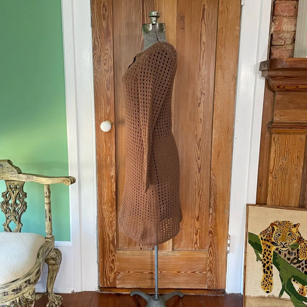 Vintage INC Open Weave Knit Crochet Boho Dress / Swim Beach Coverup - Image 5