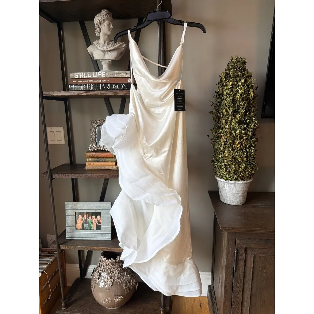 retrofête Kaitlin Ruffled Hem Gown Dress White Womens Size Small - Image 6