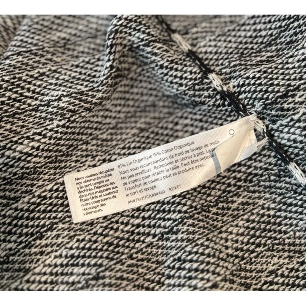 Eileen Fisher Top Black Striped Brushed Terry Organic Cotton Button Boxy Large - Image 9