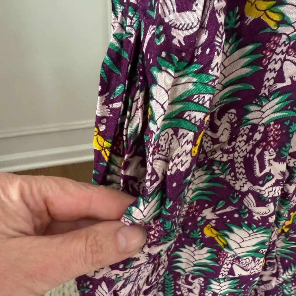 We Be Bop Purple Monkey Print Overalls Romper OSFM Size M - Image 6