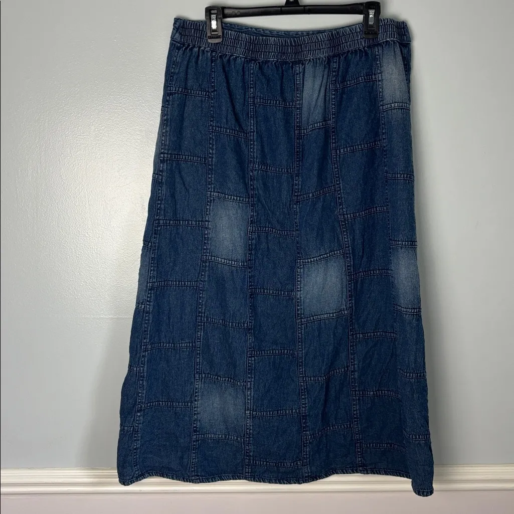 Studio West Midi Skirt Denim Patchwork Y2K 90s Western Rodeo Pull - Image 7