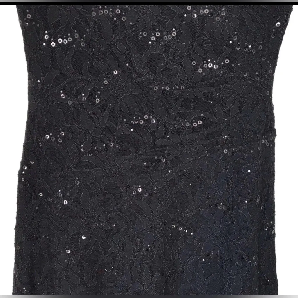 Elegant Black Lace Cocktail Dress Sequins – Sleeveless Party Evening Dress LRL Size 14P - Image 5