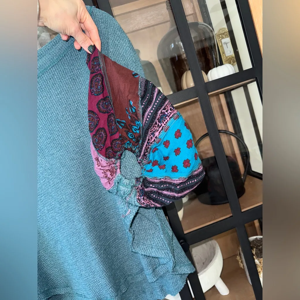 Free People long sleeve top waffle knit We The Free Blossom Thermal patchwork - Image 11