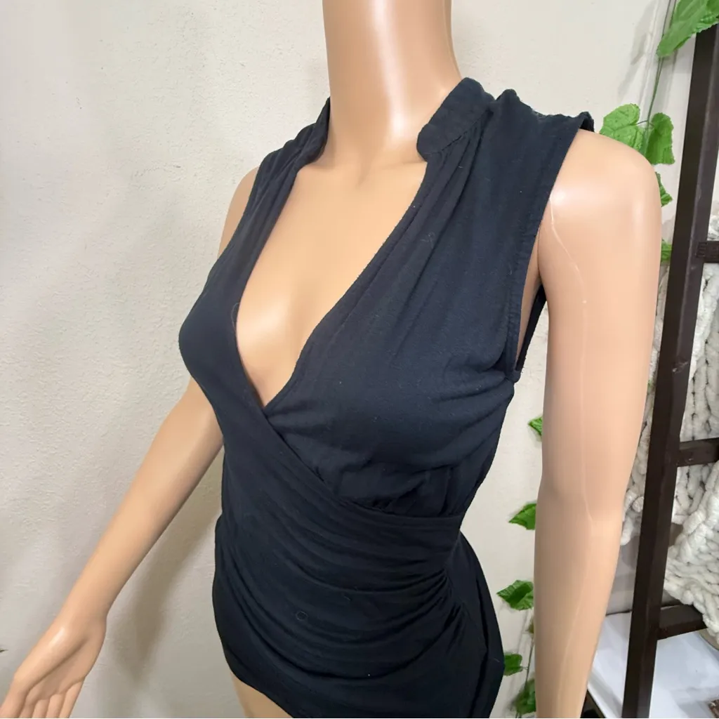 Banana Republic Black Sleeveless faux wrap Top - Image 2