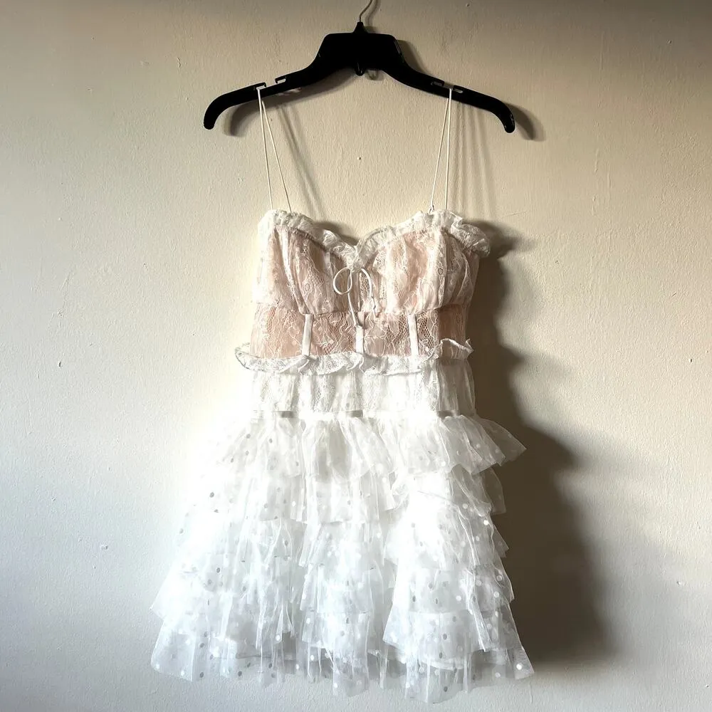 For Love & Lemons Jules Mini Dress in White Size S C0 - Image 2