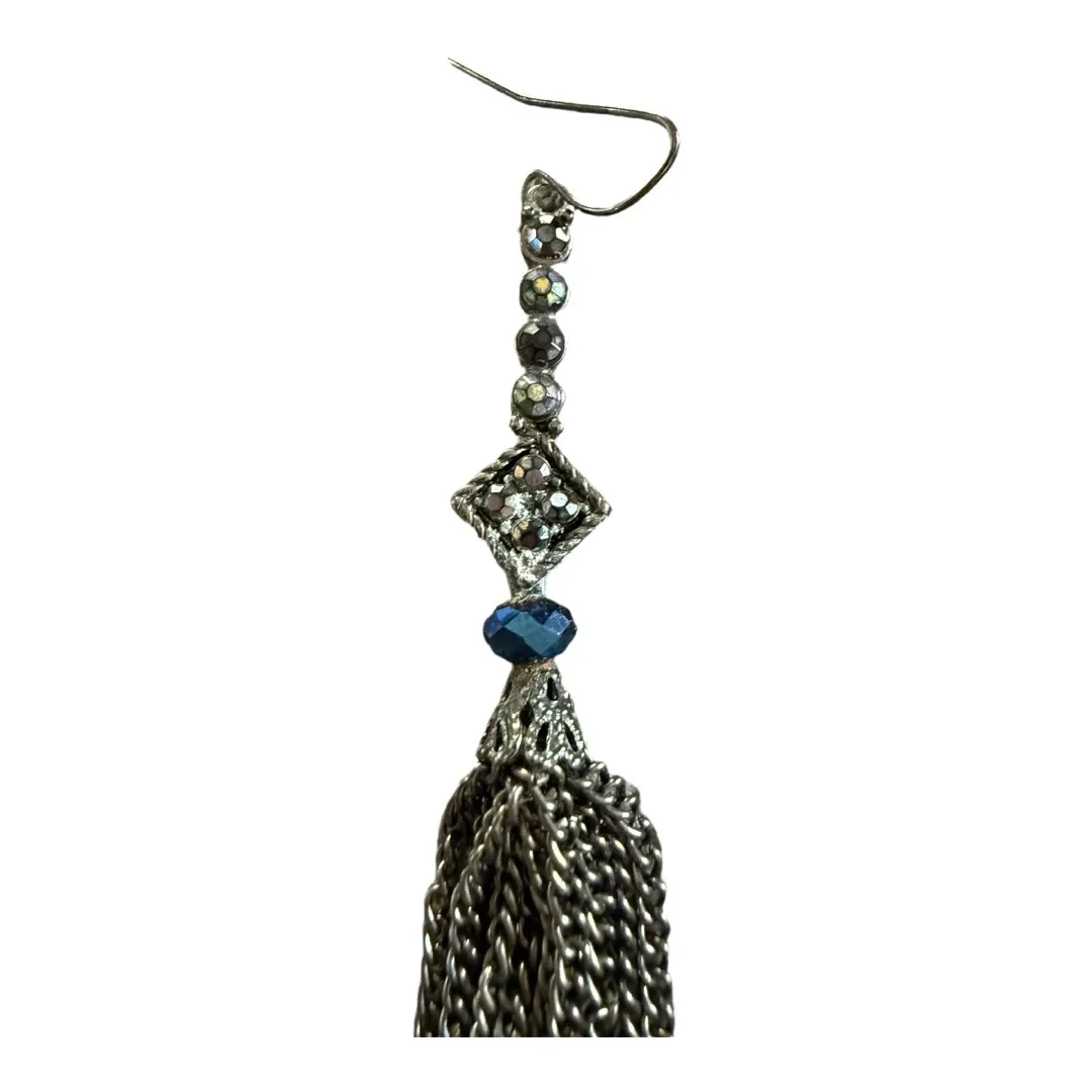 Chain Tassel Earrings – Boho Statement Jewelry Silver - Image 2