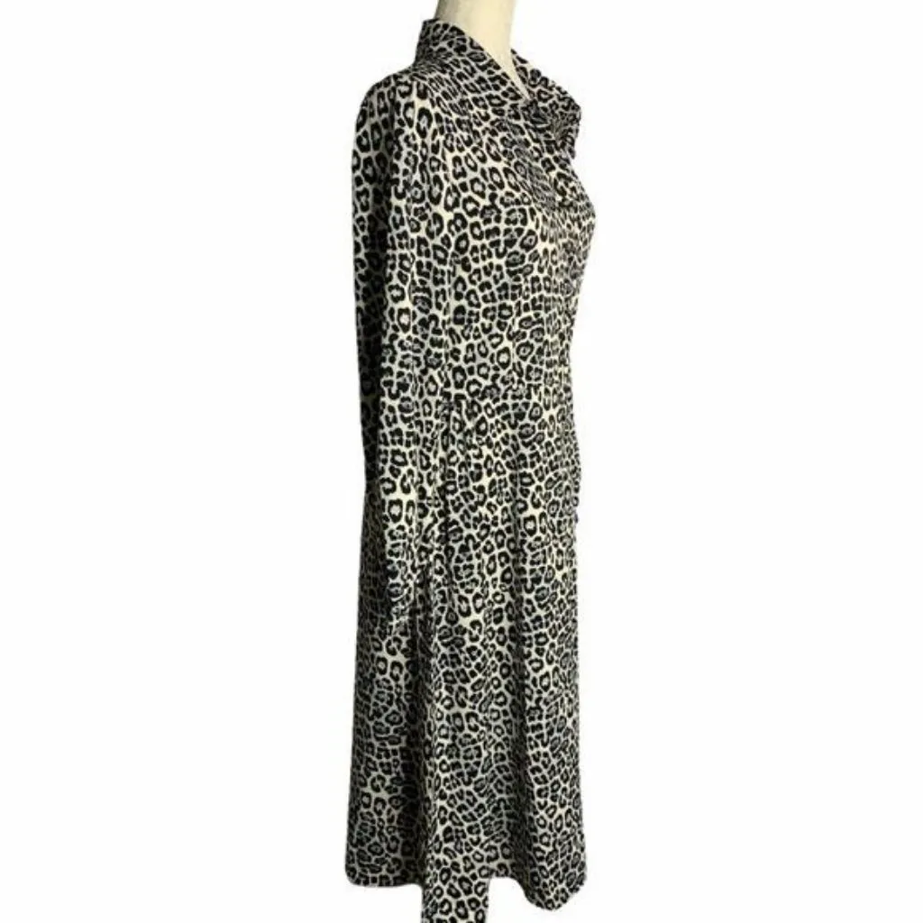 Spirit of Grace Cheetah Print Shirt Dress M White Black Buttons Long Sleeve NEW - Image 6