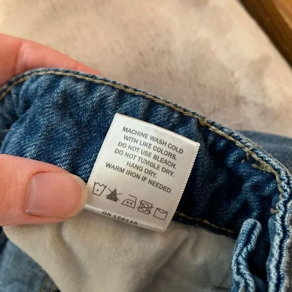 Pink Lily Womens 3‎ Jeans Blue Distressed Mom High Rise Destroyed Denim Raw Hem - Image 5