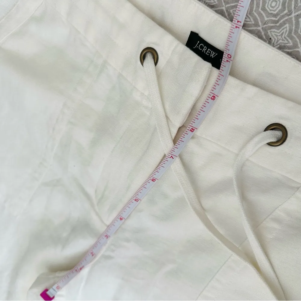 NEW! J. Crew White Linen Cotton Wide Leg Drawstring Pants Size 8 - Image 6