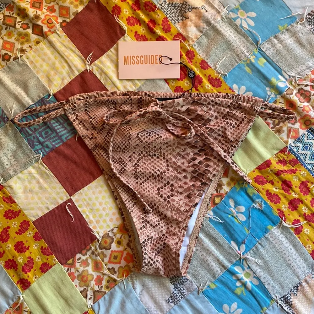 NWT Sz US 10 Missguided Itsy Bitsy Bikini Bottom Snake Brown Micro Brazillian - Image 4