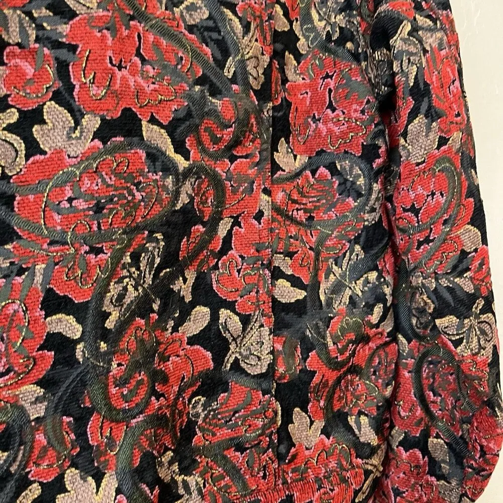 Coldwater Creek Red Embroidered Floral Corduroy Jacket Medium Holiday Gold Boho - Image 10