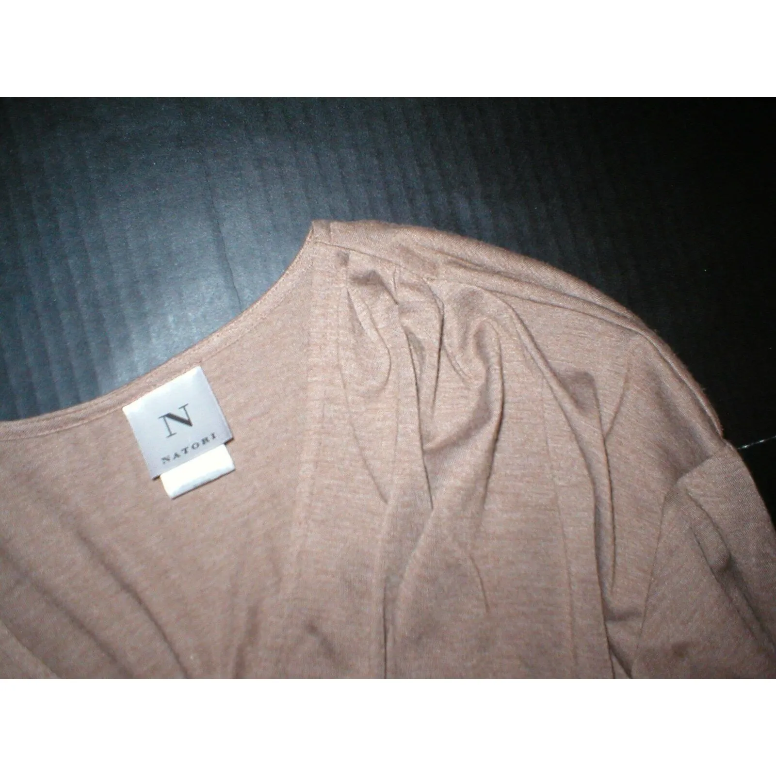 NWT New Natori Taki Top Small S Womens Tan Heathered Brown Long Sleeves Soft - Image 3