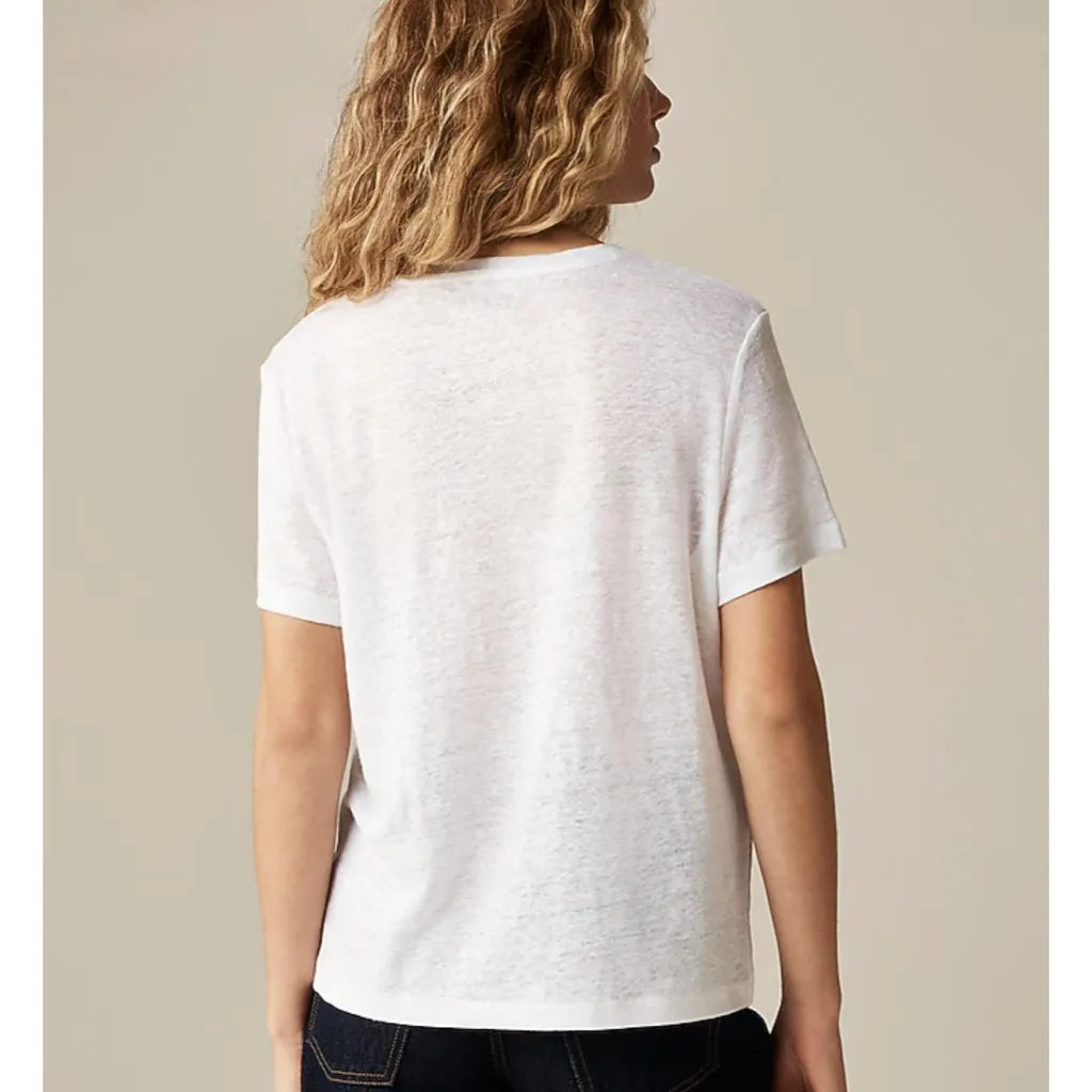 NWT J. Crew New Relaxed Linen T-shirt Short Sleeve White - Image 7