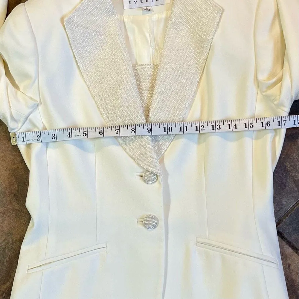 Albert Nipon Evening Cream Beaded Women’s Blazer Size 4 - Image 9